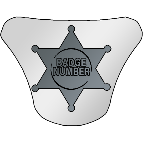 <span>Law Enforcement Badge v2</span><br />Sample text shown. Enter your own text or badge number in the Order Requests.