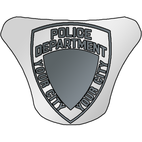 <span>Police Department Badge</span><br />Upload your city's logo to be used in the center black triangle. You'll need to upload the logo and tell us what your city name is.