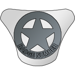 <span>Law Enforcement Badge v1</span><br />Sample text shown. Enter your own text or badge number in the Order Requests.