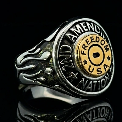 photo number one of 2nd Amendment Nation Stainless Steel Flame Ring item SSG002