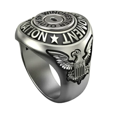 photo number one of Sterling Silver 2nd Amendment Nation Eagle Ring item BECR-8